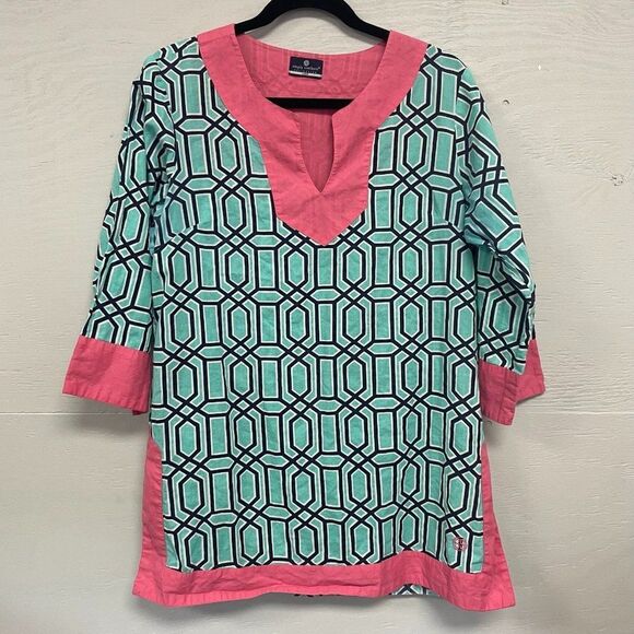 Simply Southern Pink and Teal Tunic, Size Large - Picture 1 of 8